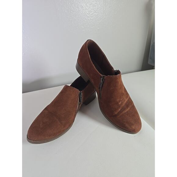 American Eagle Boots Womens 8 Dara Ankle Booties Heels Zipper Cognac Brown - Picture 1 of 6